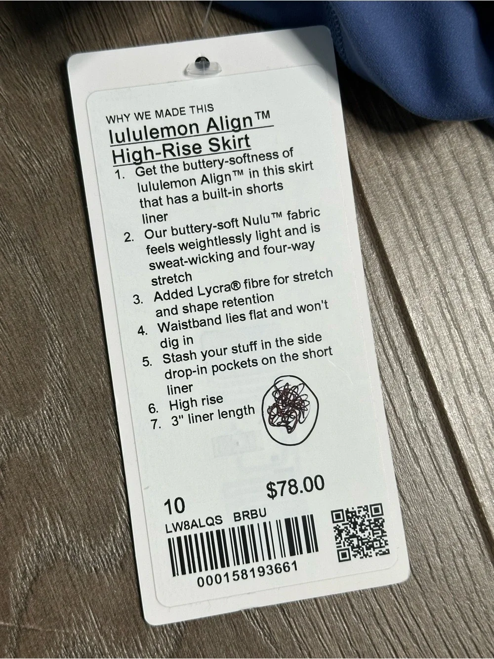 Lululemon Align High-Rise Tennis Active Skirt Skort Brilliant Blue Size 10